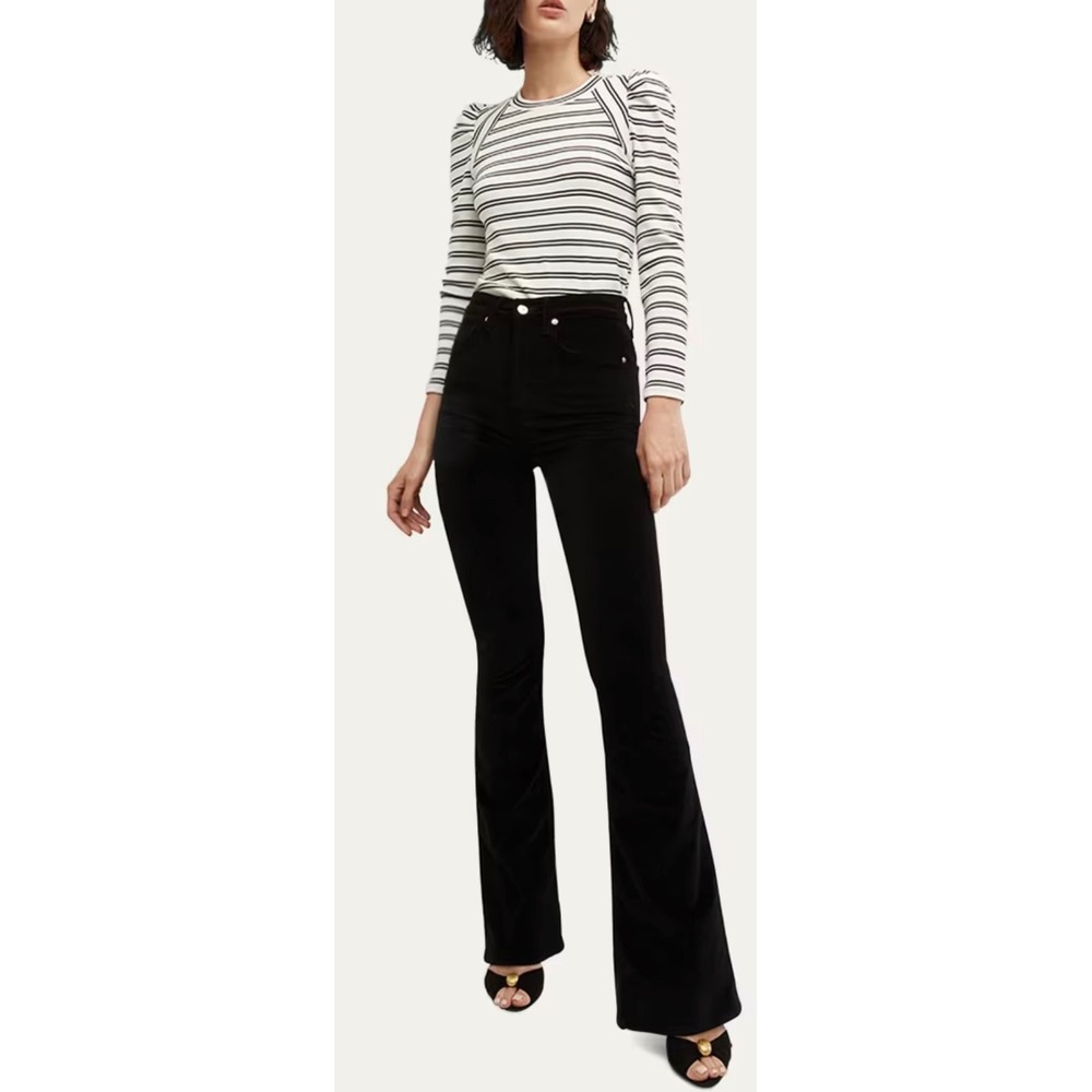 Veronica Beard Beverly Skinny Flare Jeans Smoke Black High Rise Size 30